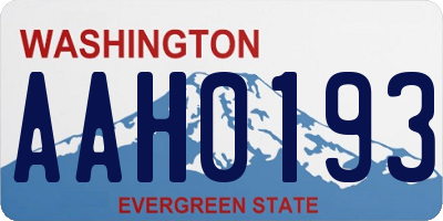 WA license plate AAH0193