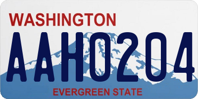 WA license plate AAH0204