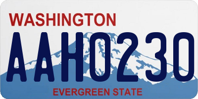 WA license plate AAH0230