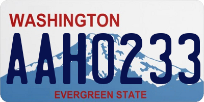 WA license plate AAH0233