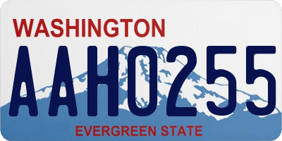 WA license plate AAH0255