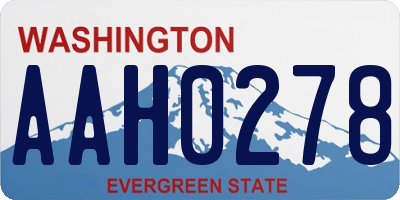 WA license plate AAH0278