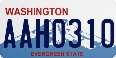 WA license plate AAH0310