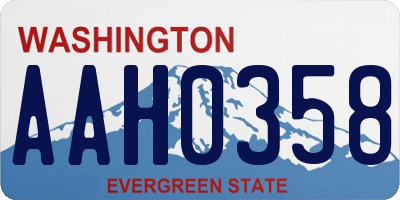 WA license plate AAH0358