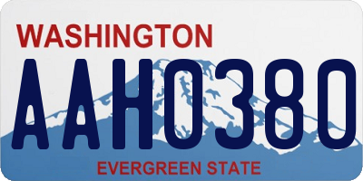 WA license plate AAH0380