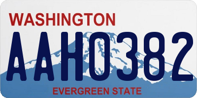 WA license plate AAH0382