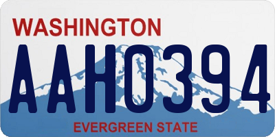 WA license plate AAH0394