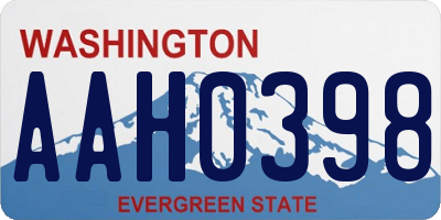 WA license plate AAH0398