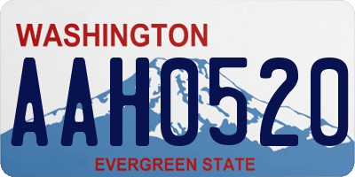 WA license plate AAH0520