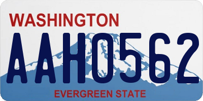 WA license plate AAH0562