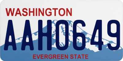 WA license plate AAH0649