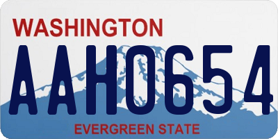 WA license plate AAH0654