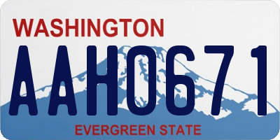 WA license plate AAH0671