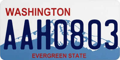 WA license plate AAH0803