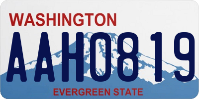WA license plate AAH0819