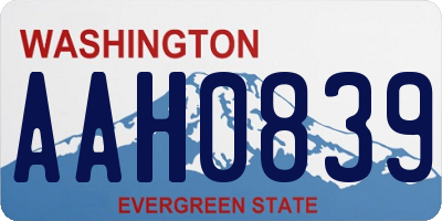 WA license plate AAH0839