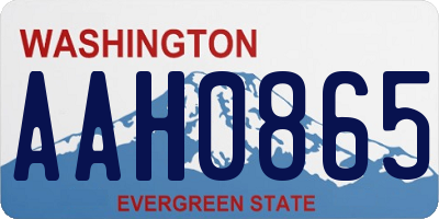 WA license plate AAH0865