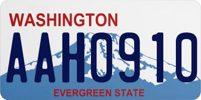 WA license plate AAH0910