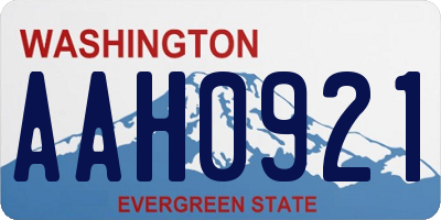 WA license plate AAH0921