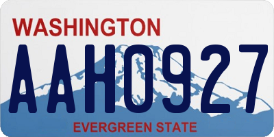 WA license plate AAH0927