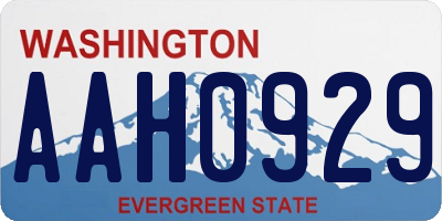 WA license plate AAH0929