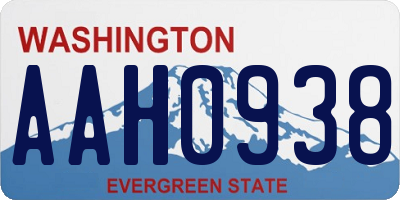 WA license plate AAH0938