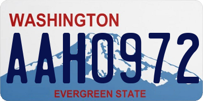 WA license plate AAH0972