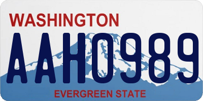 WA license plate AAH0989