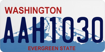 WA license plate AAH1030