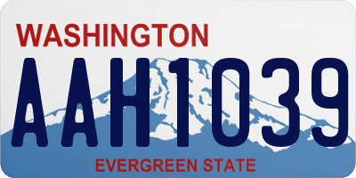 WA license plate AAH1039