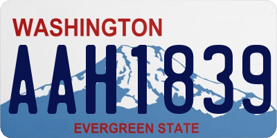 WA license plate AAH1839