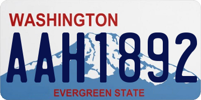 WA license plate AAH1892