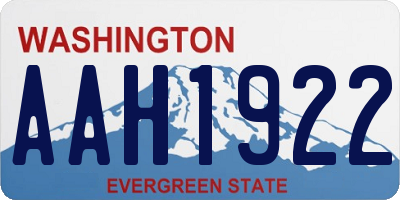 WA license plate AAH1922