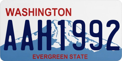 WA license plate AAH1992