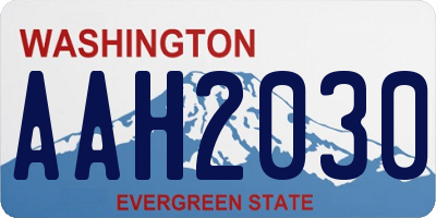 WA license plate AAH2030