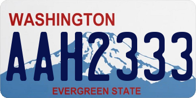 WA license plate AAH2333