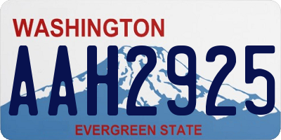 WA license plate AAH2925