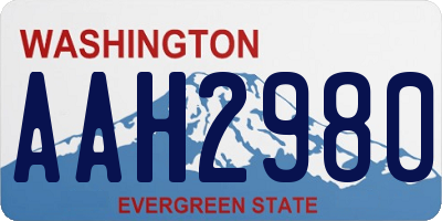 WA license plate AAH2980