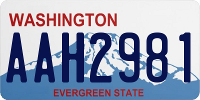 WA license plate AAH2981