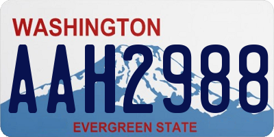 WA license plate AAH2988