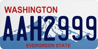 WA license plate AAH2999