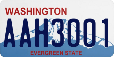 WA license plate AAH3001