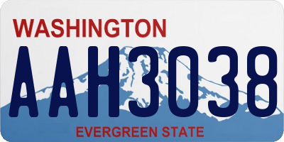 WA license plate AAH3038