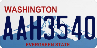WA license plate AAH3540