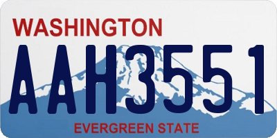 WA license plate AAH3551
