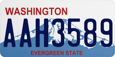 WA license plate AAH3589