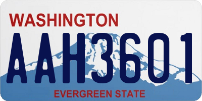 WA license plate AAH3601