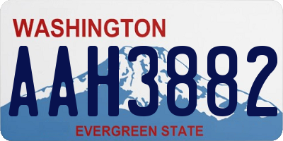 WA license plate AAH3882