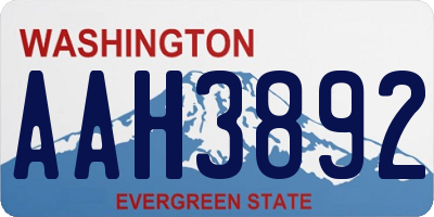 WA license plate AAH3892