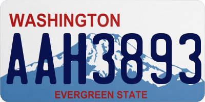 WA license plate AAH3893